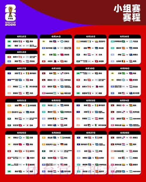 2026世界杯小组赛赛程今日最新时间表官网入口